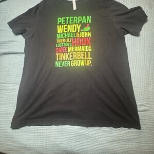 peter pan, wendy, michael, john, tiger lily, hook, smee, tinke ect tshirt xl